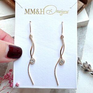 Long Sparkly Earrings with Cubic Zirconia | Handmade in BC